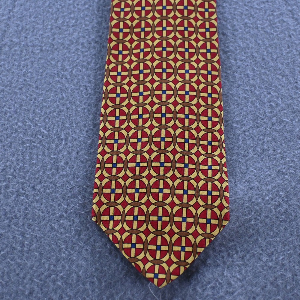 Art Institute of Chicago Mens Geometric Silk Necktie OS Red Yellow Geometric